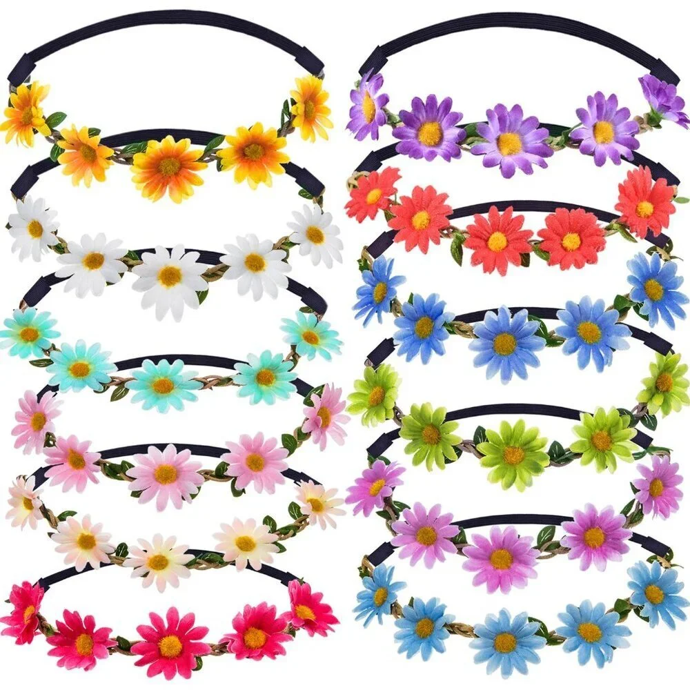 Flower Headband Girl Women Daisy Crown Floral Wreath for Festival Bridal
